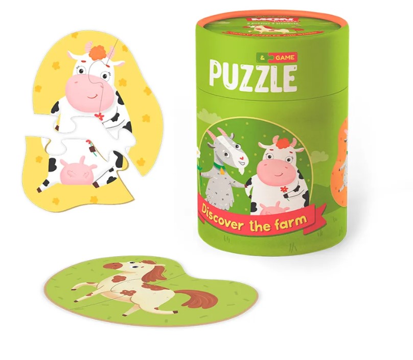 Игровой набор для малышей, пазлы и  карточки  с заданиями , Кто живет на ферме, 200107