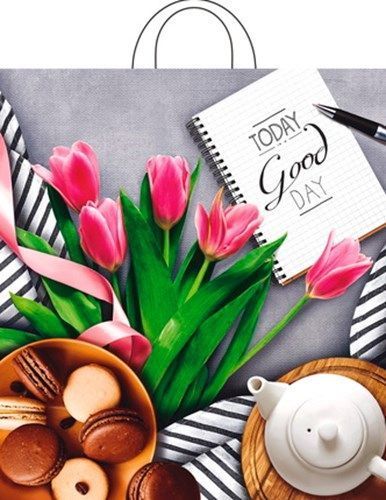 Пакет ПЭ с петлевой ручкой 38х42+6см (х25) ПНД (Завтрак), ПТЛ47682