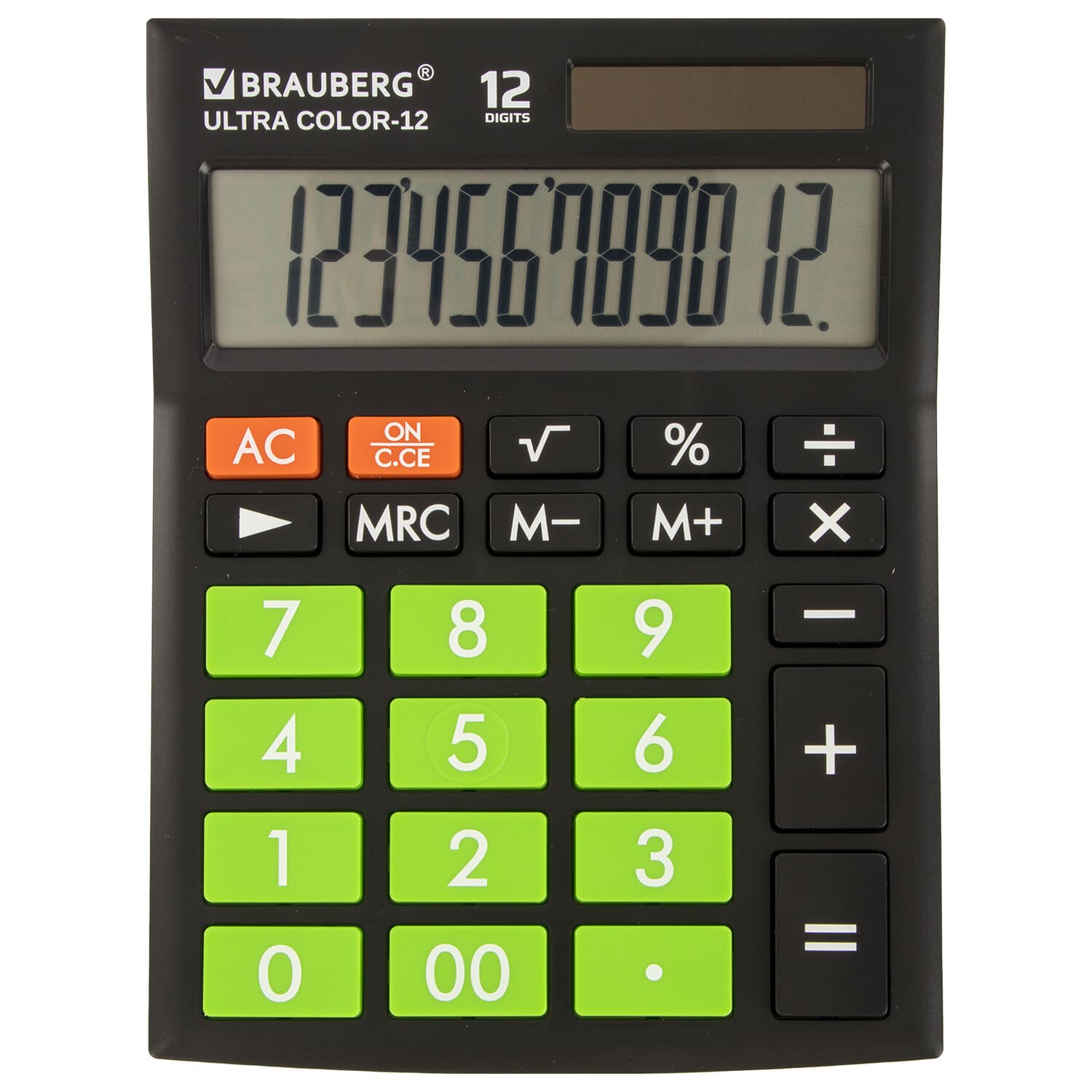 Калькулятор настольный BRAUBERG ULTRA COLOR-12-BKLG, 12 разрядов,ЧЕРНО-САЛАТОВЫЙ, 250498