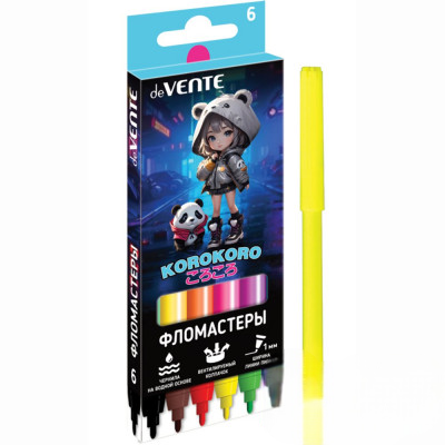 Фломастеры 'deVENTE. Korokoro' 6 цветов с вентилируемым колпачком, 5080530