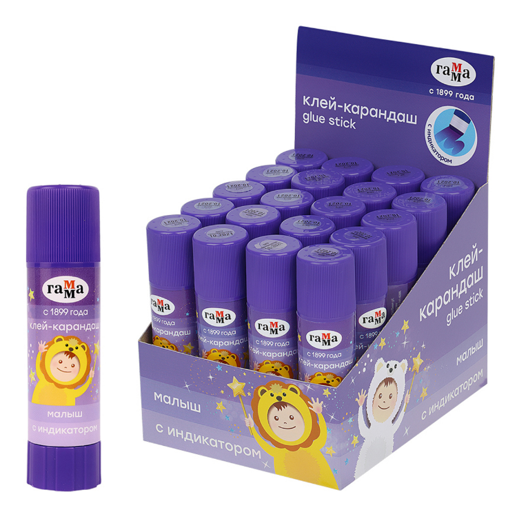 Клей-карандаш Гамма, Малыш, 15г, с индикатором, 1482022.15