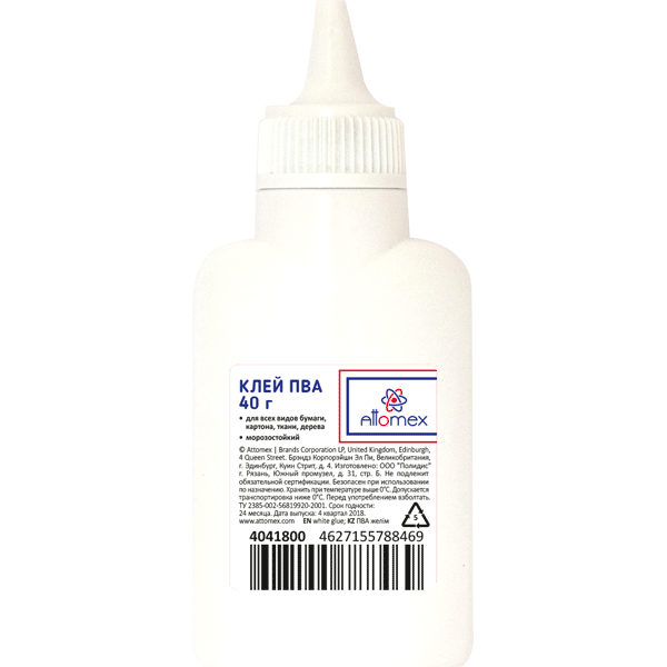 Клей ПВА 'Attomex' морозоустойчивый (6 циклов) 040 г, с дозатором, 4041800