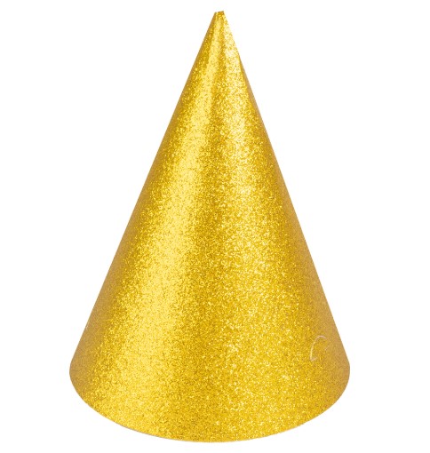 Колпаки, Золото, с блестками, 16 см, 6 шт. в упак, 6231721н-й