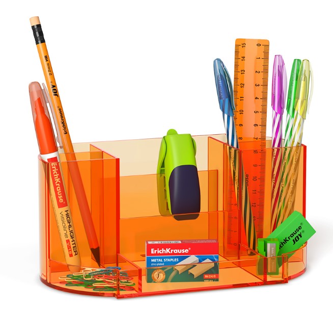 Набор настольный Erich Krause 'Victoria neon' 12 предметов, оранжевый, 52880