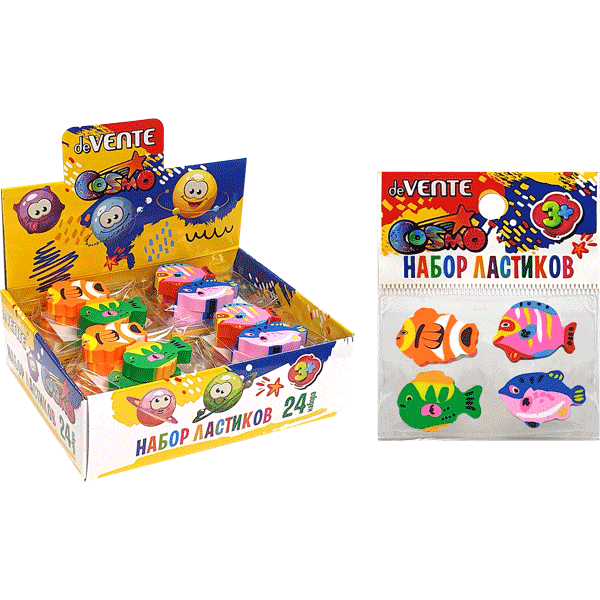Набор ластиков deVENTE 'Рыбки' 2 шт., синтетический каучук, европодвес, 8030900