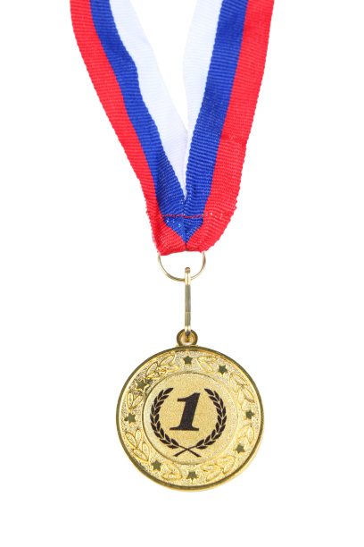 Медаль 1 место металлическая, d-4 см., лента триколор