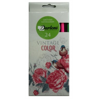 Карандаши 24 цв. Darlens 'Vintage color' заточен., картон. уп., европодвес, DL-H4G00043