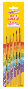 Кисти ЮНЛАНДИЯ, НАБОР 5шт. (ПОНИ, круглые № 1,2,3,4,5), блистер, 200893