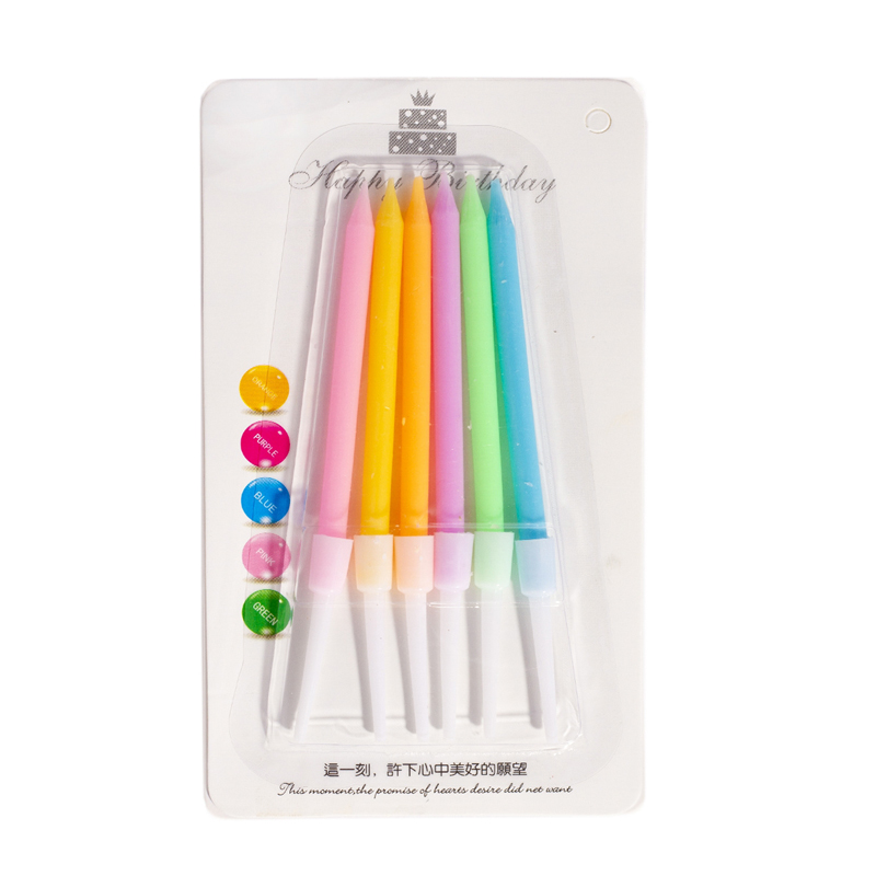 Набор свечей для торта 'Пастель' Ассорти, 10 см, с подставками, 9370-AL