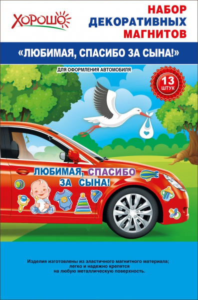 Набор декоративных магнитов 'Любимая, спасибо за сына!', 13 шт., европодвес, 51.56.323